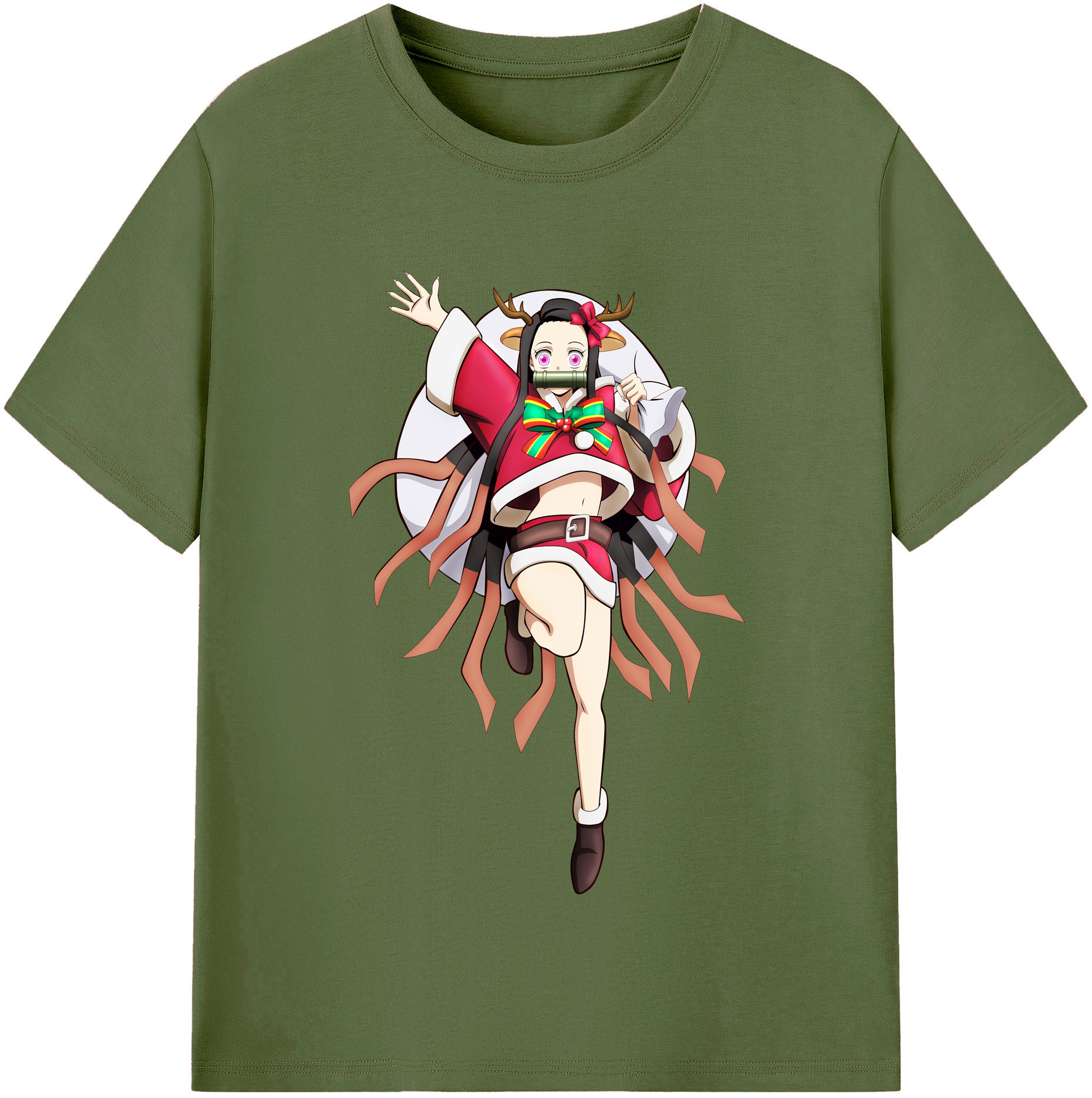 （画像用） 鬼滅の刃（きめつのやいば）竈門 禰󠄀豆子／かまど ねずこ Kamado Nezuko 綿100％半袖Tシャツ（フロントプリント）